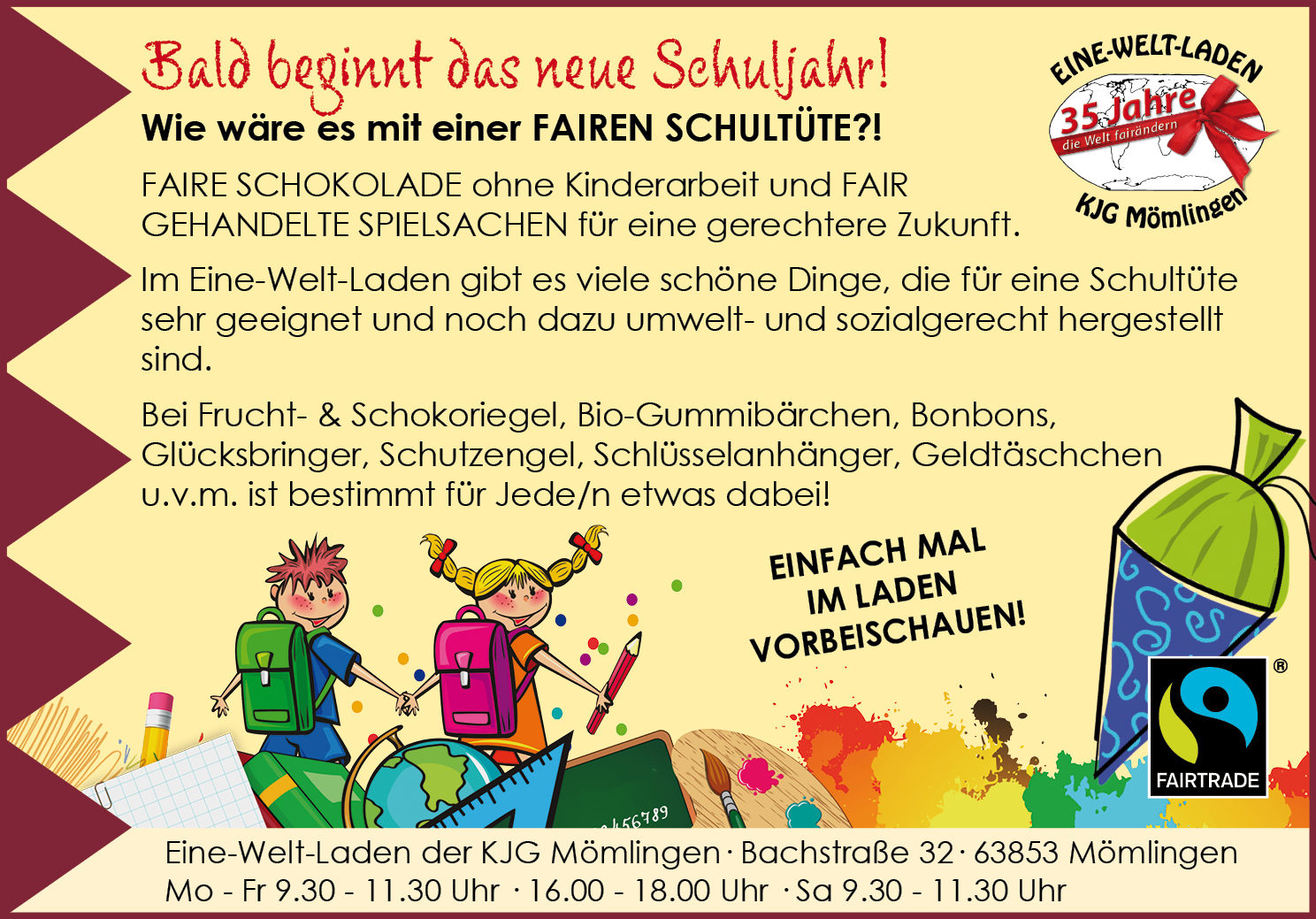 Bald beginnt das neue Schuljahr! Wie wäre es mit einer fairen Schultüte?