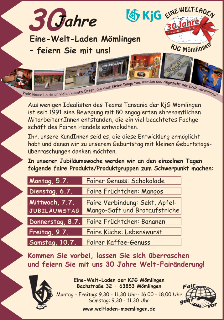 Eine Welt Netzwerk Bayern E V Eine Welt Laden Der Kjg Momlingen